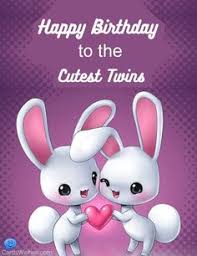 Funny Birthday Wishes For Twins Sisters Happy Birthday To The Cutest Twins Two Cute Rabbits With Red Heart In Hands Birthday Wishes For Twins Happy Birthday Posters Birthday Wishes And Images