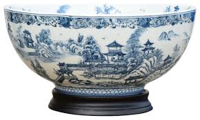Antique blue and white china and pottery, blue printed transferware, blue willow dishes, flow blue and antique staffordshire transfer ware. Chinese Blue And White Blue Willow Porcelain Bowl With Base 14 Asian Decorative Bowls By William Sung Houzz