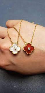 Designer Jewellery Bracelet Dupe Van Cleef Rock Crystal Necklace Clover Jewelry Four Leaf Clover Necklace