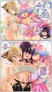 Rule 34 - 3girls Akuma Nihmune Belt Big Breasts Black Hair Blonde Hair Blue  Eyes Blue Hair Blush Breast Grab Bunny Ears Chibi Inset Choker Cleavage  Comic Cottontail (vtuber) Female Female Only