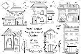 Black And White House Clipart Png Hand Drawn Neighbourhood Clipart How To Draw Hands Clip Art House Clipart