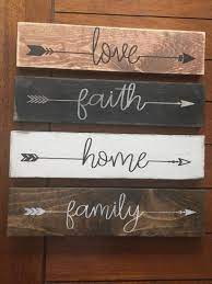 Love Faith Home Family Signs Farmhouse Decor French Country Wood Signs Country Wood Signs Diy Wood Signs Country House Decor