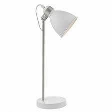Shop our best selection of chrome table lamps for living room & bedroom to reflect your style and inspire your home. Frederick Retro White And Satin Chrome Desk Lamp
