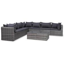 Wenn sie ihren garten einrichten wollen, vergessen sie mal nicht die gartenstühle und wenn es um rattanmöbel geht, muss es noch erwähnt werden, dass sie eine gute entscheidung auch für ihren. 8 Tlg Garten Lounge Set Mit Auflagen Poly Rattan Grau