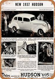 1937 Hudson Automobiles Vintage Look Metal Sign Etsy In 2021 Vintage Cars Car Advertising Hudson