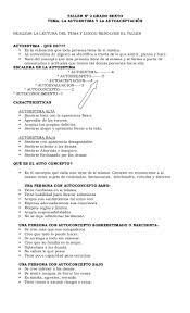 Taller Nº 2 Grado Sexto Tema La Autoestima Y La Autoaceptacionrealizar La Lectura Taller De Autoestima Etica Y Valores Ensenanza De Quimica