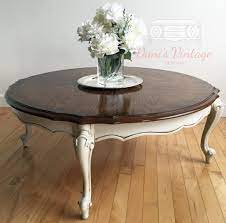 French Provincial Round Coffee Table Distressed Wood Coffee Table Coffee Table Farmhouse Oval Wood Coffee Table