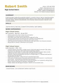 Recommended template of resume for cs trainees. High School Intern Resume Samples Qwikresume