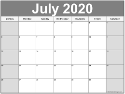 July 2020 Printable Calendar Template 2020calendars 2020printablecalendar 2020monthly Monthly Calendar Printable Calendar Printables Calendar 2019 Printable
