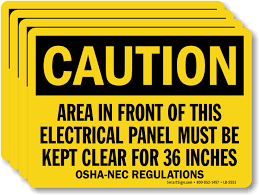 We also have tags on all 480v bus drops identifying their disconnecting means. Area In Front Of Electrical Panel Clear For 36 Inches Label Sku Lb 2551