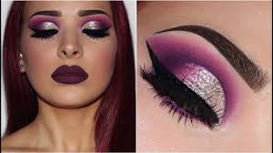 Purple Smokey Eye W Silver Glitter Makeup Tutorial Purple Eye Makeup Purple Smokey Eye Makeup Purple Eye Makeup Tutorial