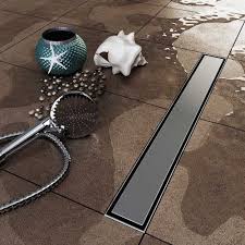 24 28 32 36 40 Inch Linear Shower Drain Channel With Flat Grate 2 Center Outlet 304 Stainless Steel Shower Drain Shower Drains Linear Drain