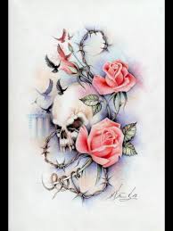 Morphed Skull Intertwined Within Roses Skull Rose Tattoos Vine Tattoos Feminine Skull Tattoos