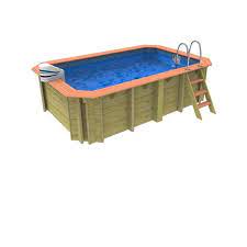 Small backyard pool with a white deck around. Wooden Swimming Pools Timber Pools Endless Summer Wooden Pools