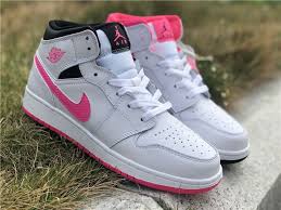 Air Jordan 1 Mid Black And White Womens 2019 Air Jordan 1 Mid Hyper Pink White Black For Girls Jordans Girls Black Shoes Women Nike Shoes Girls