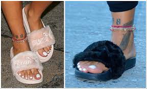 Puma unveils its debut collection with rihanna as women's creative director. Rihanna Flexes Next Puma Shoe A Furry Slide Snobette