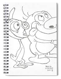 The ren and stimpy show; Ren And Stimpy Pencil Line Drawing Spiral Notebook For Sale By David Lovins