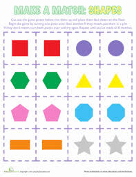 Shapes include circles, squares, rectangles, triangles, ovals and diamonds. Shapes Matching Game Worksheet Education Com