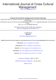 Pdf Cultural Fit And Ethnic Background In The Job Interview