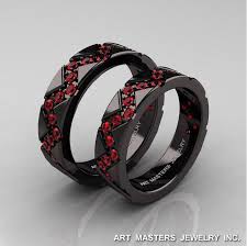 Classic Armenian 14k Black Gold Rubies Wedding Band By Artmasters 3 299 00 Black Gold Diamond Black Gold Ring Black Gold Ruby