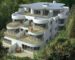 Picture you dream home with the pool you always wanted. Stepped Building Private Home In The Woods House Architecture Design Unique House Design Modern Home Design Exterior