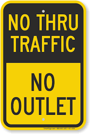 No Thru Traffic, No Outlet Sign, SKU: K2-1350
