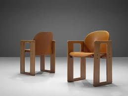 Afra And Tobia Scarpa Dialogo Cognac Leather Dining Chairs Leather Dining Chairs Dining Room Chairs Modern Leather Dining Room Chairs