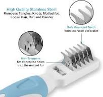 Pets First Professional Pet Mat Remover - Dematting Tool for Grooming Cats  & Dogs - Removes Matted Fur, Tangles, Knots, Loose Hair & Dirt - Stainless  ...