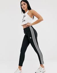 Adidas Originals Three Stripe Cuffed Sweat Pants In Black Pin On Asos