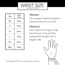 Measure your wrist just below the wrist bone, where one would normally wear a bracelet, with a flexible measuring tape. The Sun 8mm Genesis Bracelet