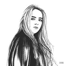 Billie Eilish Cartoon Drawing Black And White Billie Eilish Portrait Artwork By Demorie Digital Art Portrait Drawing Portrait Study Illustration Work I Billie Eilish Portrait Drawing Portrait Sketches