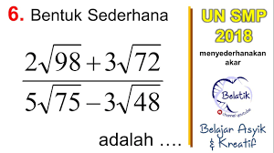 We did not find results for: Pembahasan Un Matematika Smp 2018 No 6 Menyederhanakan Bentuk Akar Youtube