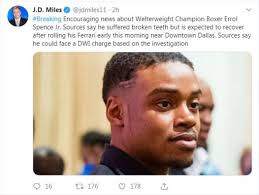 Is awake and responsive following a horrific car crash in dallas. Errol Spence Jr Survives With Minor Injuries May Be Charged With Dwi