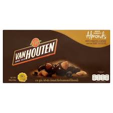 I was mildly excited when i spotted this bar while on holiday last month. Van Houten Semi Sweet Almonds Whole Roasted Almonds With Dark Chocolate 180g Tesco Groceries
