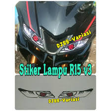 Kali ini motoblast akan membuatkan modifikasi striping untuk all new yamaha r15 v3 warna dasar hitam atau apa saja dengan tema decal stiker fullbody drift monster green lime, monggo di intip. Front Light Stickers All New R15 V3 Vva Double Projie Projector Headlamp Motif Shopee Singapore