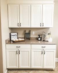 Painted A Blue Gray Color Sort Of Like Soft Steele Wall Cabinets With Butchers Block Island With In 2020 Beadboard Kitchen Bead Board Cabinets Paint Cabinets White