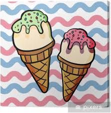 Oubliez les cones du commerce, au gout de carton. Tableau Sur Toile Illustration De Creme Glacee De Dessin Anime Doodle Sur Un Fond De Couleur