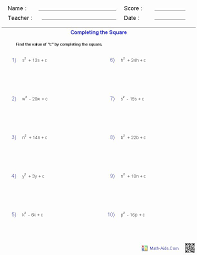 Completing The Square Worksheet Beautiful Pleting The Square Worksheet Chessmuseum Template Library Completing The Square Algebra Algebra 1