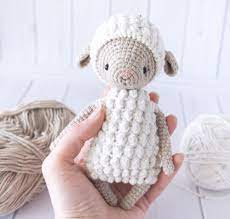 Little Lamb Baby Stuff Animal Srochet Lamb Handmade Stuffed Etsy Yarn Crafts For Kids Baby Stuffed Animals Knitted Toys