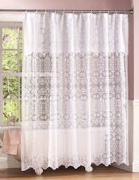 A Pretty Sheer White Shower Curtain Lace Shower Curtains Shower Curtain With Valance White Shower Curtain