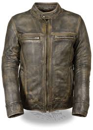 Milwaukee Leather Men S Distressed Brown Scooter Jacket W Venting Leather Jackets For Sale Distressed Leather Jacket Cafe Racer Leather Jacket