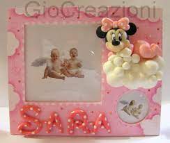 Cornice Porta Foto Dipinta A Mano Con Applicazione Minnie In Pasta Di Mais Bomboniere Cornici Pasta Di Mais