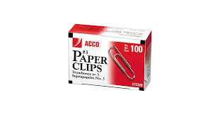 Acco 72320 Silver Smooth Finish 100 Count 3 Standard Paper Clips 10 Box