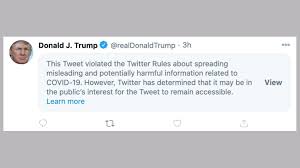 Two more reasons for essential travel were added to the list today. Trump Covid Post Deleted By Facebook And Hidden By Twitter Bbc News