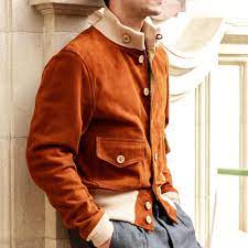 Rakehound Chapals Tobacco Suede A1 Jacket With Contrasting Knit Cuffs And Collar Is Crafted From Butter Soft Sheep Suede Leather Mens Jackets Jackets Menswear