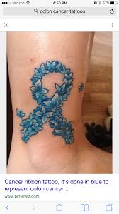A banner with a warning about colon cancer and colorectal cancer with a realistic blue ribbon. Colon Cancer Ribbon Tattoo Images