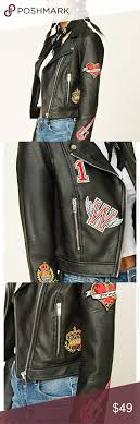 Faux Leather Moto Patch Jacket Nwot Leather Moto Patches Jacket Jackets