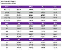 Motionwear Size Chart Sizing How To Measure