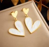 316L Stainless Steel Golden White Fritillaria Heart Earrings ...