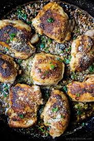 Skillet Garlic Parmesan Chicken Thighs Easy Chicken Dinner Recipe Healthy Chicken Thigh Recipes Easy Chicken Dinners Garlic Parmesan Chicken